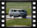 Near Jargalant - UAZ-452 van driving over water